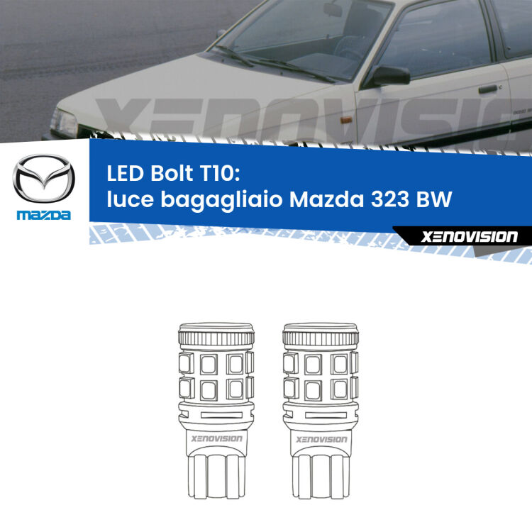 <strong>Luce Bagagliaio LED per Mazda 323</strong> BW 1986 - 1994. Coppia lampade <strong>T10</strong> modello Bolt canbus.