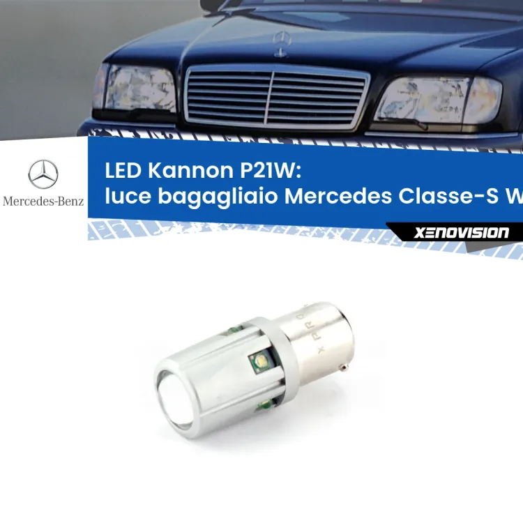 <strong>LED per Luce Bagagliaio Mercedes Classe-S W140 1991 - 1994.</strong>Lampadina P21W con una poderosa illuminazione frontale rafforzata da 5 potenti chip laterali.