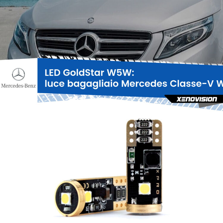 <strong>Luce Bagagliaio LED Mercedes Classe-V</strong> W447 2014 in poi: ottima luminosità a 360 gradi. Si inseriscono ovunque. Canbus, Top Quality.