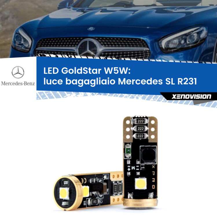 <strong>Luce Bagagliaio LED Mercedes SL</strong> R231 2012 in poi: ottima luminosità a 360 gradi. Si inseriscono ovunque. Canbus, Top Quality.