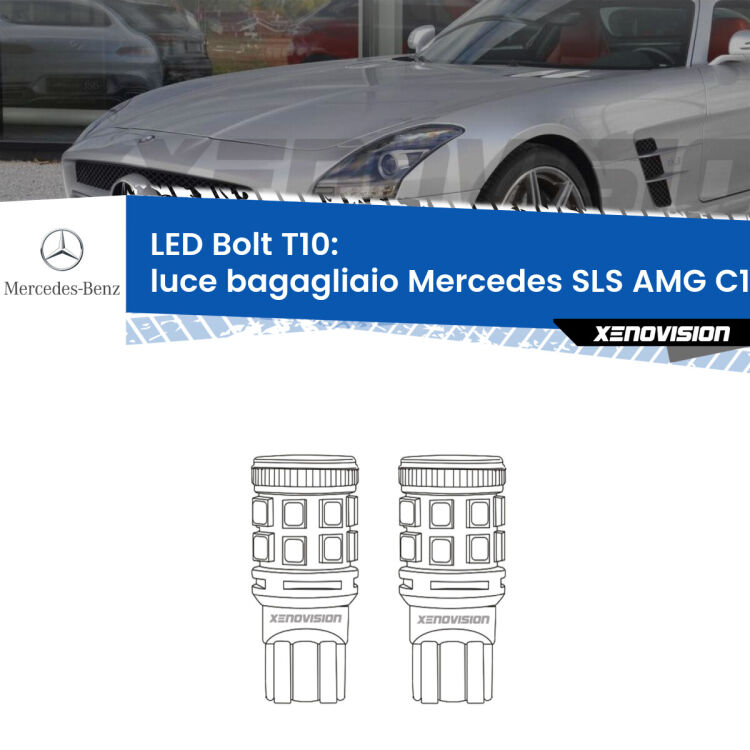 <strong>Luce Bagagliaio LED per Mercedes SLS AMG</strong> C197 2010 in poi. Coppia lampade <strong>T10</strong> modello Bolt canbus.