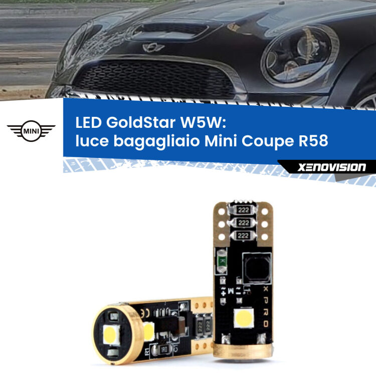 <strong>Luce Bagagliaio LED Mini Coupe</strong> R58 2011 - 2015: ottima luminosità a 360 gradi. Si inseriscono ovunque. Canbus, Top Quality.