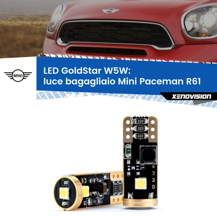 <strong>Luce Bagagliaio LED Mini Paceman</strong> R61 2012 - 2016: ottima luminosità a 360 gradi. Si inseriscono ovunque. Canbus, Top Quality.