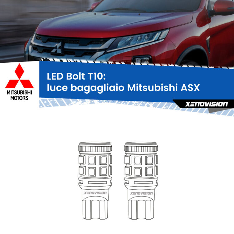 <strong>Luce Bagagliaio LED per Mitsubishi ASX</strong>  2010 - 2015. Coppia lampade <strong>T10</strong> modello Bolt canbus.