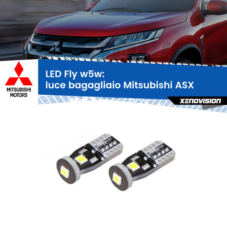 <strong>luce bagagliaio LED per Mitsubishi ASX</strong>  2010 - 2015. Coppia lampadine <strong>w5w</strong> Canbus compatte modello Fly Xenovision.