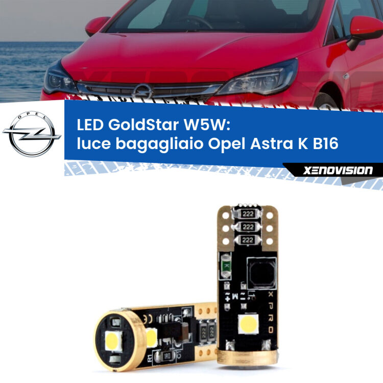 <strong>Luce Bagagliaio LED Opel Astra K</strong> B16 2015 - 2020: ottima luminosità a 360 gradi. Si inseriscono ovunque. Canbus, Top Quality.