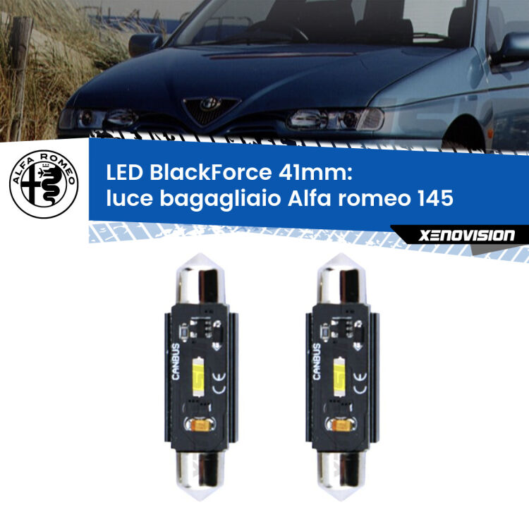 <strong>Luce Bagagliaio LED per Alfa romeo 145</strong>  1994 - 2001. Coppia lampade <strong>C5W</strong> 41mm modello BlackForce canbus.