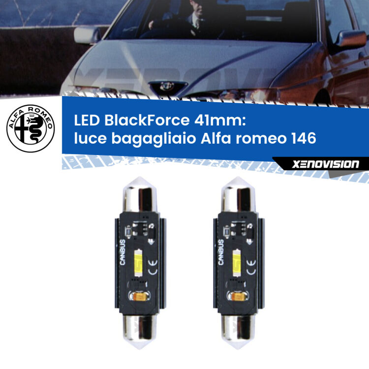 <strong>Luce Bagagliaio LED per Alfa romeo 146</strong>  1994 - 2001. Coppia lampade <strong>C5W</strong> 41mm modello BlackForce canbus.