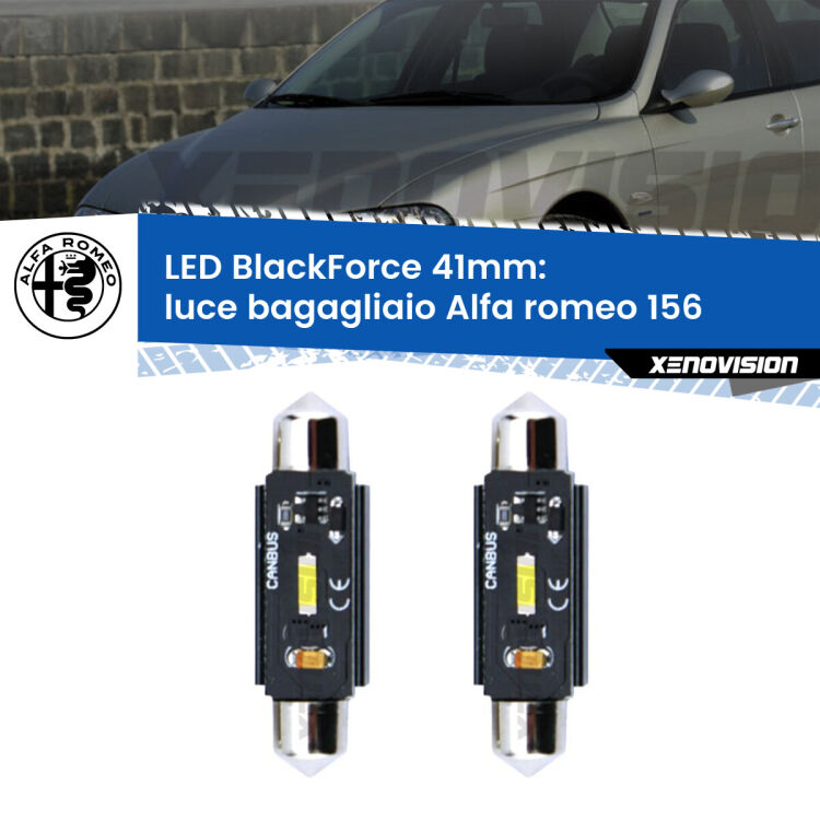 <strong>Luce Bagagliaio LED per Alfa romeo 156</strong>  1997 - 2005. Coppia lampade <strong>C5W</strong> 41mm modello BlackForce canbus.