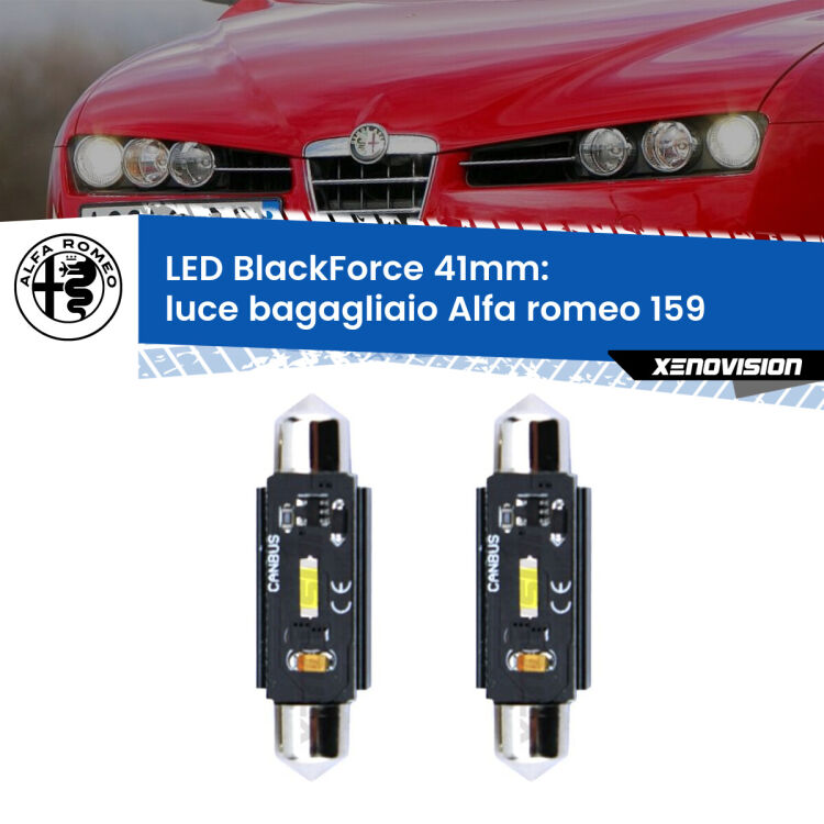 <strong>Luce Bagagliaio LED per Alfa romeo 159</strong>  2005 - 2012. Coppia lampade <strong>C5W</strong> 41mm modello BlackForce canbus.