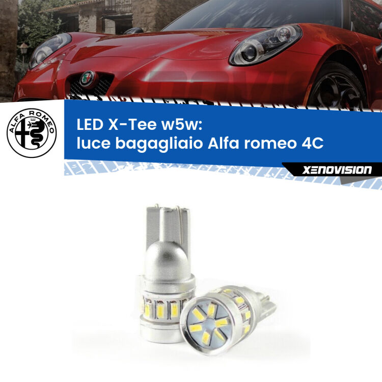 <strong>LED luce bagagliaio per Alfa romeo 4C</strong>  2013 in poi. Lampade <strong>W5W</strong> modello X-Tee Xenovision top di gamma.