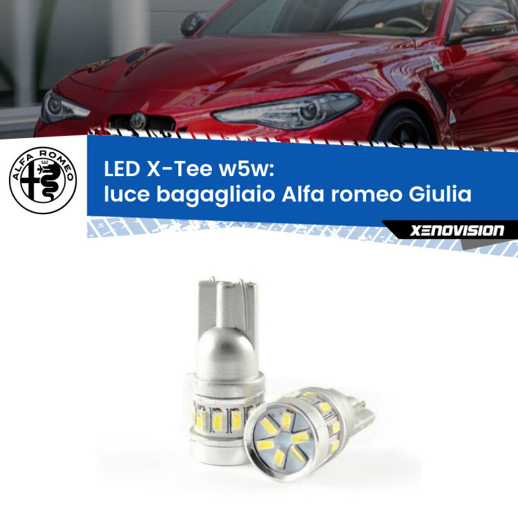 <strong>LED luce bagagliaio per Alfa romeo Giulia</strong>  2015 in poi. Lampade <strong>W5W</strong> modello X-Tee Xenovision top di gamma.