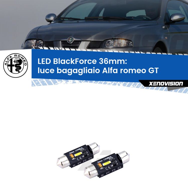 <strong>LED luce bagagliaio 36mm per Alfa romeo GT</strong>  2003 - 2010. Coppia lampadine <strong>C5W</strong>modello BlackForce Xenovision.