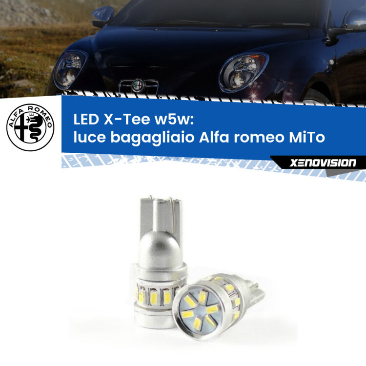 <strong>LED luce bagagliaio per Alfa romeo MiTo</strong>  2008 - 2018. Lampade <strong>W5W</strong> modello X-Tee Xenovision top di gamma.