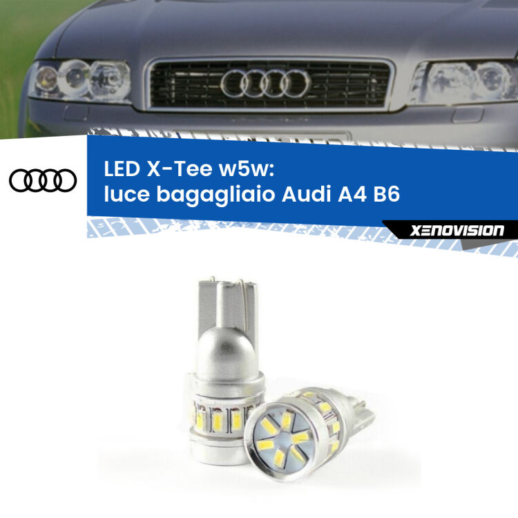 <strong>LED luce bagagliaio per Audi A4</strong> B6 2000 - 2004. Lampade <strong>W5W</strong> modello X-Tee Xenovision top di gamma.