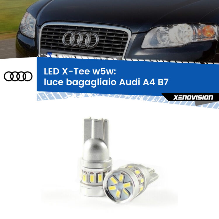 <strong>LED luce bagagliaio per Audi A4</strong> B7 2004 - 2008. Lampade <strong>W5W</strong> modello X-Tee Xenovision top di gamma.