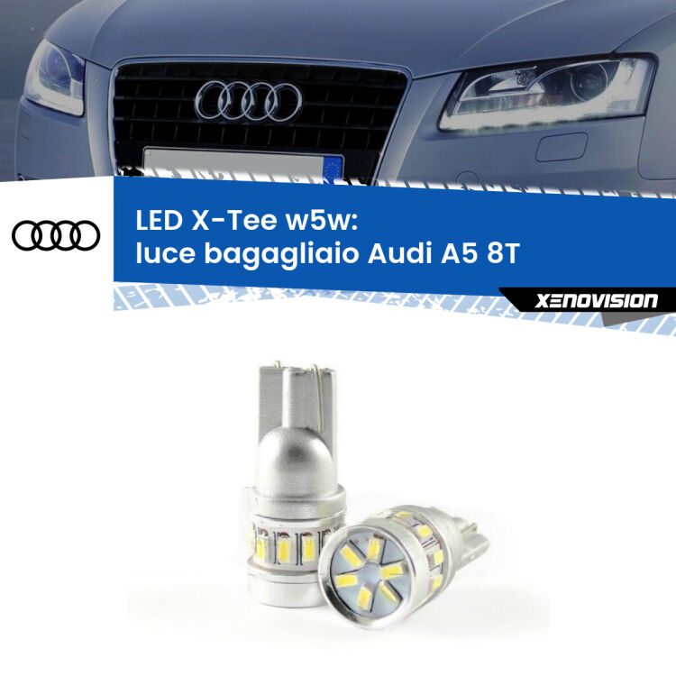 <strong>LED luce bagagliaio per Audi A5</strong> 8T 2007 - 2017. Lampade <strong>W5W</strong> modello X-Tee Xenovision top di gamma.