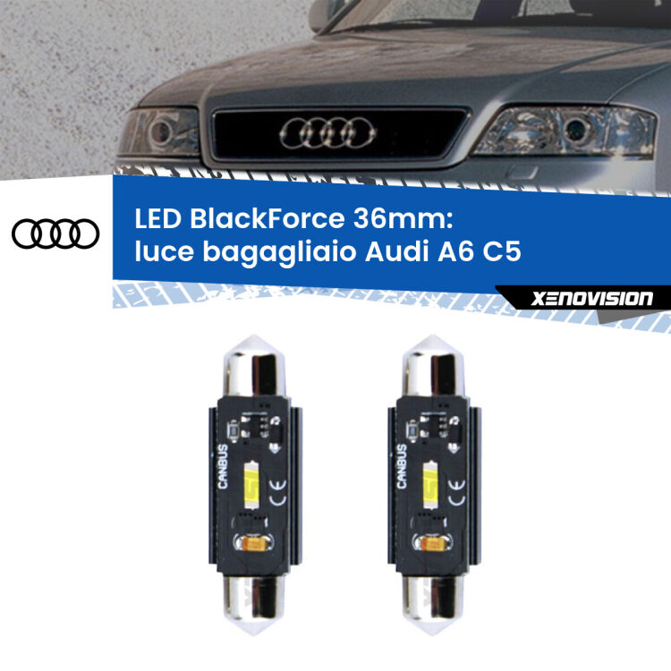 <strong>Luce Bagagliaio LED per Audi A6</strong> C5 1997 - 2004. Coppia lampade <strong>C5W</strong> 36mm modello BlackForce canbus.