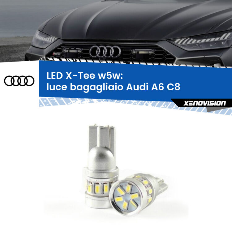 <strong>LED luce bagagliaio per Audi A6</strong> C8 2018 in poi. Lampade <strong>W5W</strong> modello X-Tee Xenovision top di gamma.