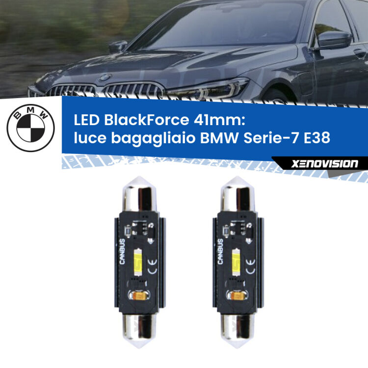 <strong>Luce Bagagliaio LED per BMW Serie-7</strong> E38 1994 - 2001. Coppia lampade <strong>C5W</strong> 41mm modello BlackForce canbus.