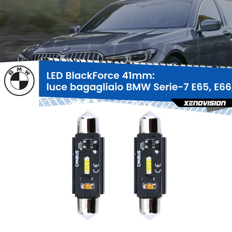 <strong>Luce Bagagliaio LED per BMW Serie-7</strong> E65, E66, E67 2001 - 2008. Coppia lampade <strong>C5W</strong> 41mm modello BlackForce canbus.