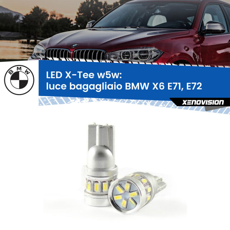 <strong>LED luce bagagliaio per BMW X6</strong> E71, E72 2008 - 2014. Lampade <strong>W5W</strong> modello X-Tee Xenovision top di gamma.