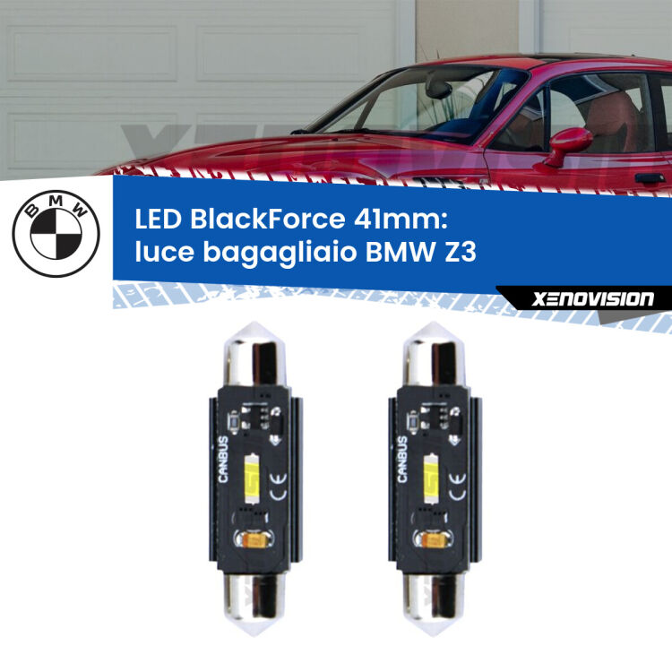 <strong>Luce Bagagliaio LED per BMW Z3</strong>  1997 - 2003. Coppia lampade <strong>C5W</strong> 41mm modello BlackForce canbus.