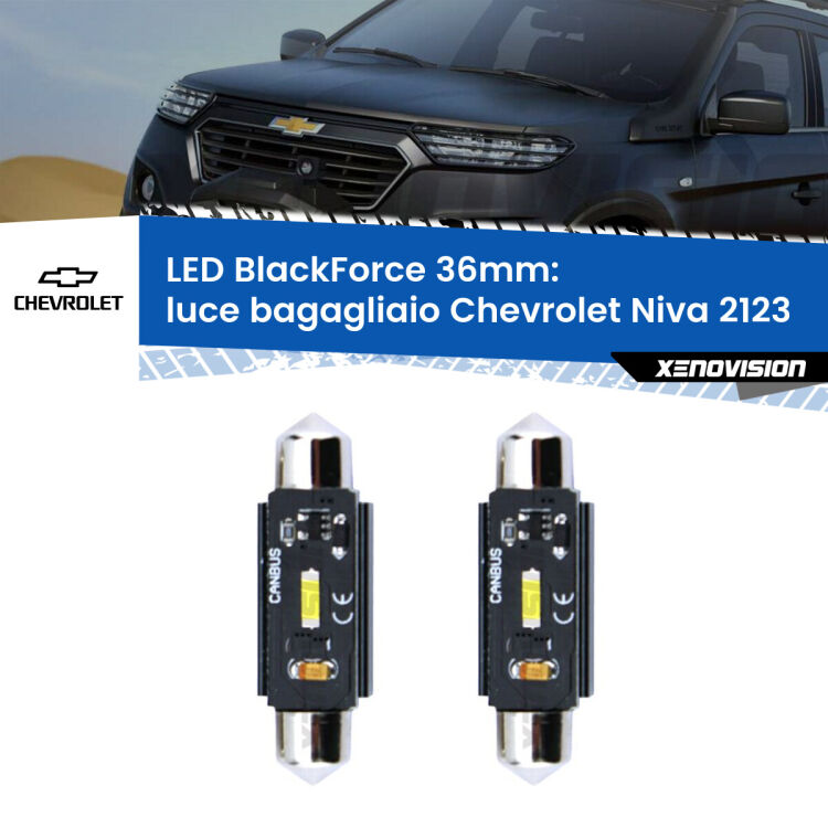 <strong>Luce Bagagliaio LED per Chevrolet Niva</strong> 2123 2002 - 2009. Coppia lampade <strong>C5W</strong> 36mm modello BlackForce canbus.