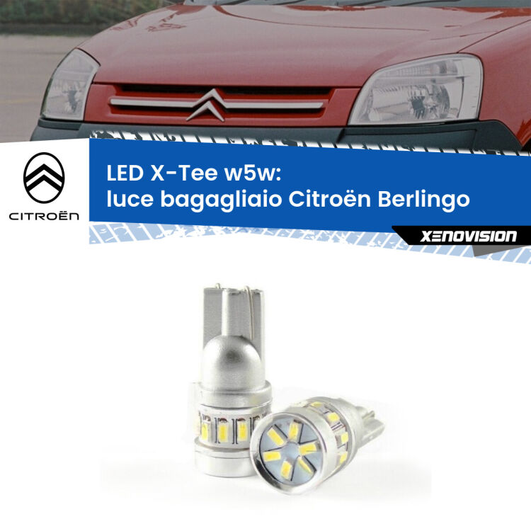 <strong>LED luce bagagliaio per Citroën Berlingo</strong>  1996 - 2007. Lampade <strong>W5W</strong> modello X-Tee Xenovision top di gamma.