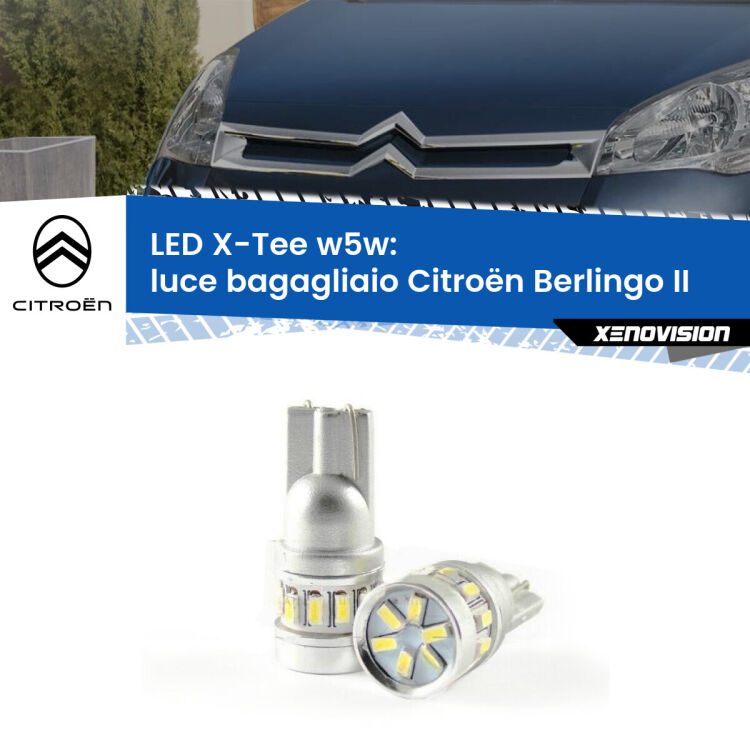 <strong>LED luce bagagliaio per Citroën Berlingo</strong> II 2008 - 2017. Lampade <strong>W5W</strong> modello X-Tee Xenovision top di gamma.