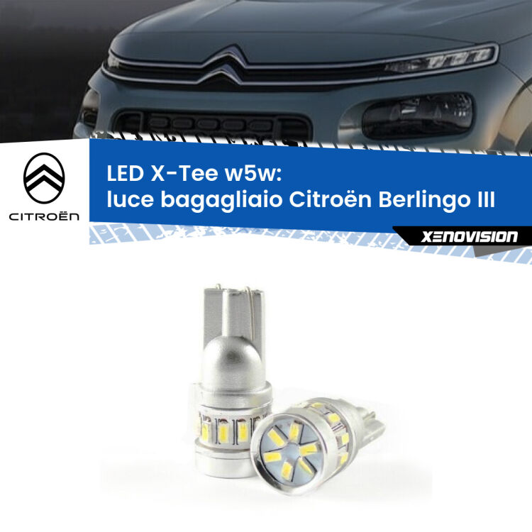 <strong>LED luce bagagliaio per Citroën Berlingo</strong> III 2018 in poi. Lampade <strong>W5W</strong> modello X-Tee Xenovision top di gamma.