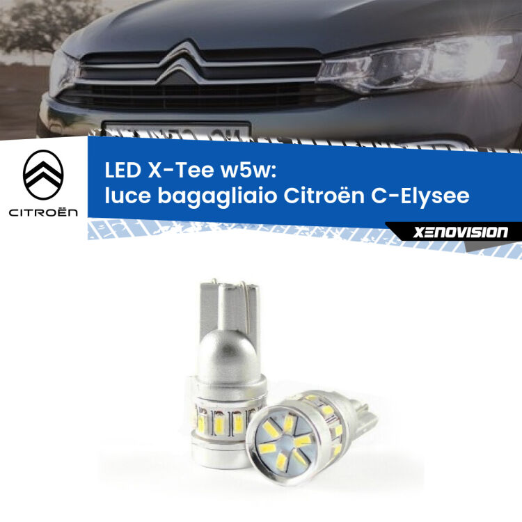 <strong>LED luce bagagliaio per Citroën C-Elysee</strong>  2012 in poi. Lampade <strong>W5W</strong> modello X-Tee Xenovision top di gamma.