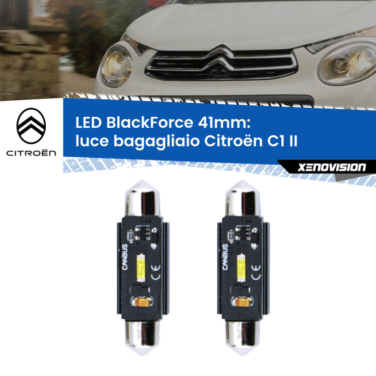 <strong>Luce Bagagliaio LED per Citroën C1</strong> II 2014 in poi. Coppia lampade <strong>C5W</strong> 41mm modello BlackForce canbus.