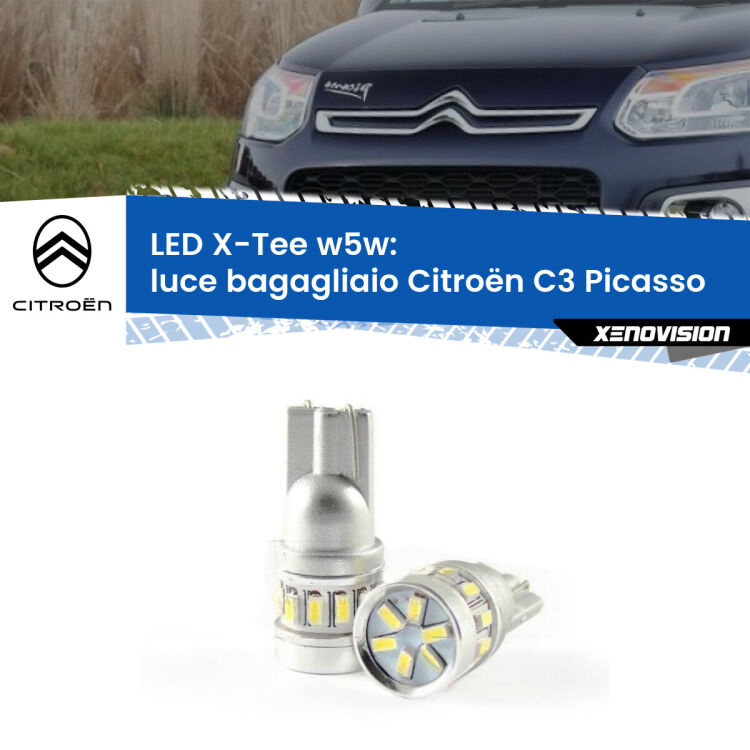 <strong>LED luce bagagliaio per Citroën C3 Picasso</strong>  2009 - 2016. Lampade <strong>W5W</strong> modello X-Tee Xenovision top di gamma.