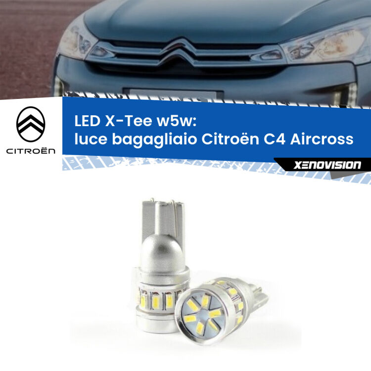 <strong>LED luce bagagliaio per Citroën C4 Aircross</strong>  2010 - 2018. Lampade <strong>W5W</strong> modello X-Tee Xenovision top di gamma.