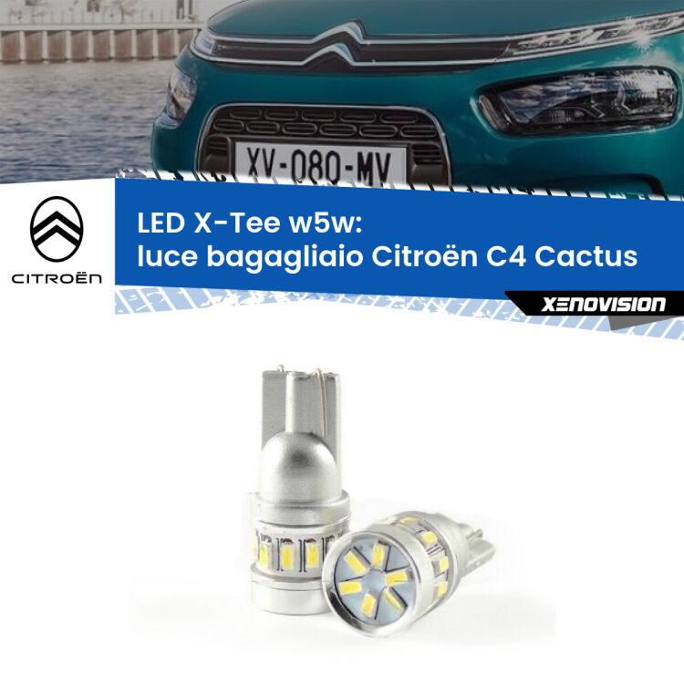 <strong>LED luce bagagliaio per Citroën C4 Cactus</strong>  2014 in poi. Lampade <strong>W5W</strong> modello X-Tee Xenovision top di gamma.