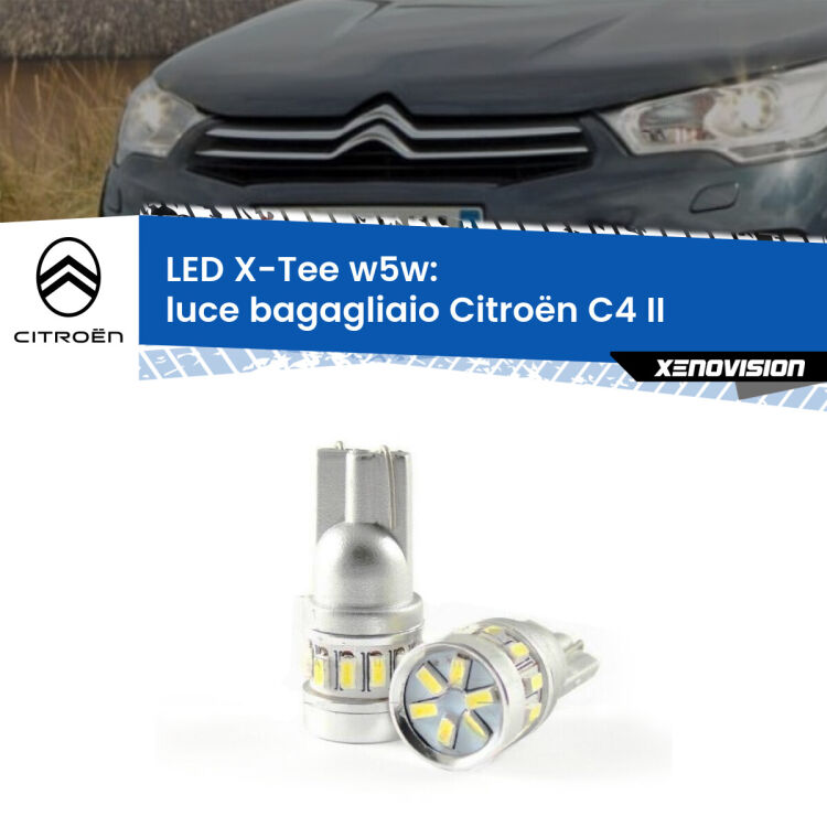 <strong>LED luce bagagliaio per Citroën C4</strong> II 2009 - 2016. Lampade <strong>W5W</strong> modello X-Tee Xenovision top di gamma.