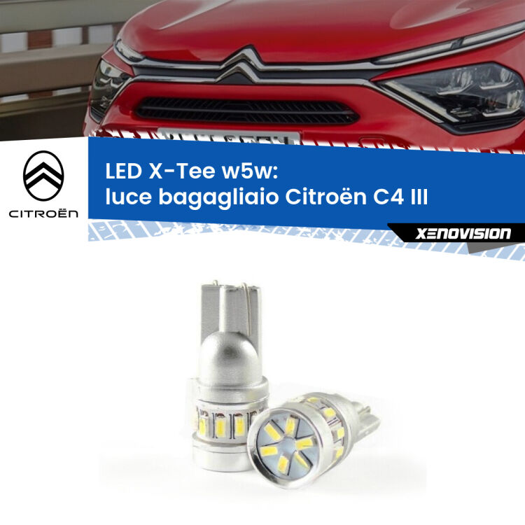 <strong>LED luce bagagliaio per Citroën C4</strong> III 2020 in poi. Lampade <strong>W5W</strong> modello X-Tee Xenovision top di gamma.