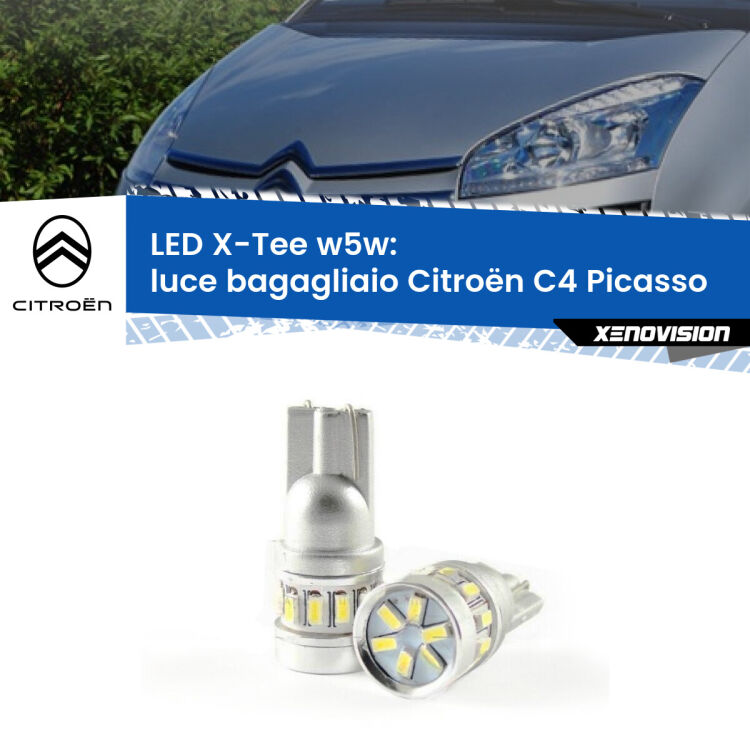 <strong>LED luce bagagliaio per Citroën C4 Picasso</strong>  2006 - 2013. Lampade <strong>W5W</strong> modello X-Tee Xenovision top di gamma.