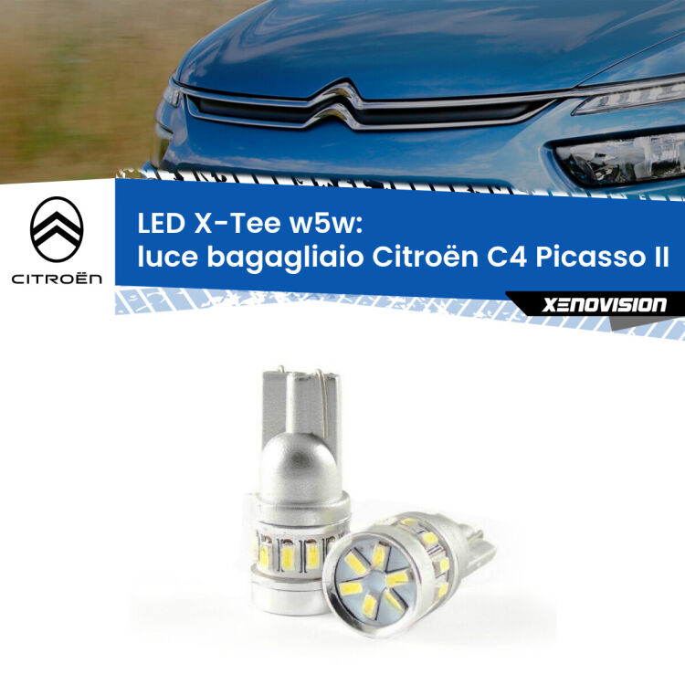 <strong>LED luce bagagliaio per Citroën C4 Picasso</strong> II 2013 in poi. Lampade <strong>W5W</strong> modello X-Tee Xenovision top di gamma.