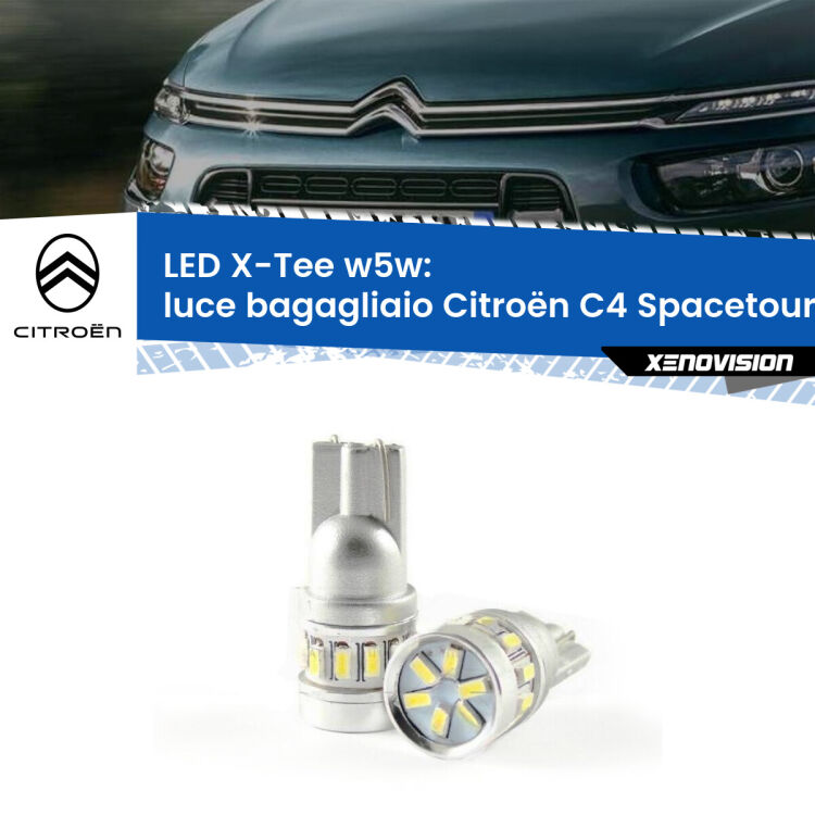 <strong>LED luce bagagliaio per Citroën C4 Spacetourer</strong>  2018 in poi. Lampade <strong>W5W</strong> modello X-Tee Xenovision top di gamma.