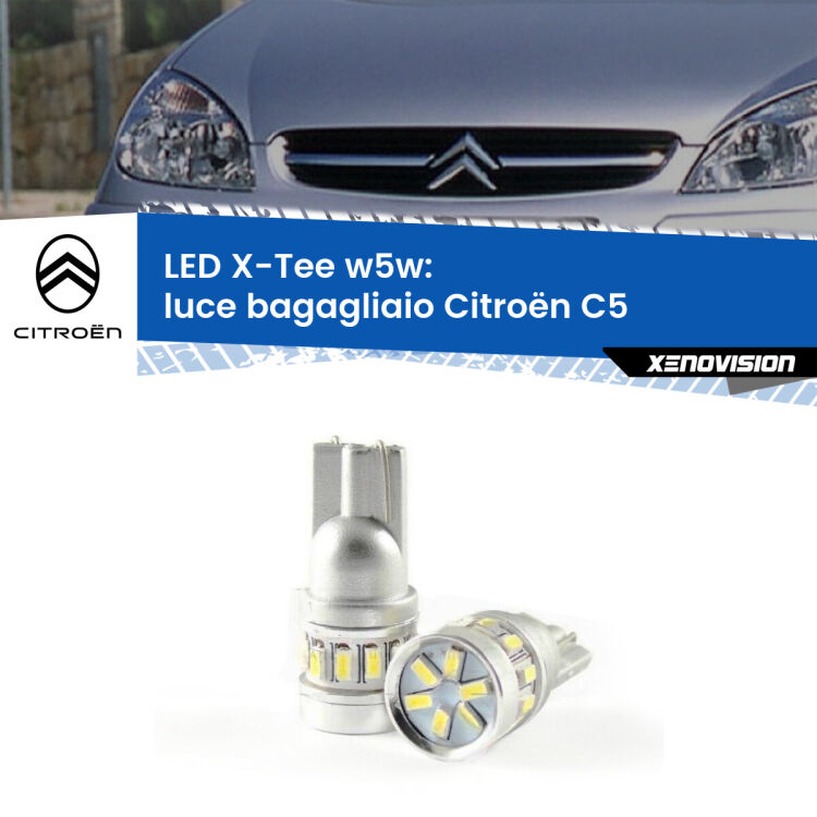 <strong>LED luce bagagliaio per Citroën C5</strong>  2001 - 2004. Lampade <strong>W5W</strong> modello X-Tee Xenovision top di gamma.