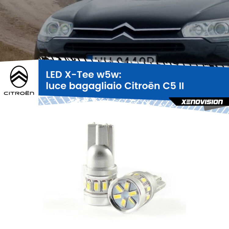 <strong>LED luce bagagliaio per Citroën C5</strong> II 2008 - 2014. Lampade <strong>W5W</strong> modello X-Tee Xenovision top di gamma.