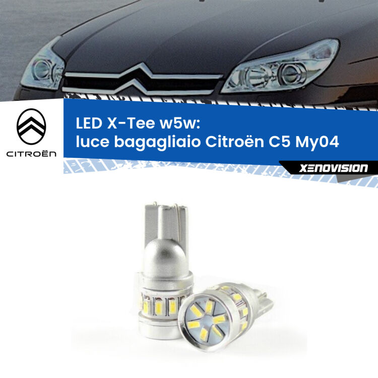 <strong>LED luce bagagliaio per Citroën C5</strong> My04 2004 - 2008. Lampade <strong>W5W</strong> modello X-Tee Xenovision top di gamma.