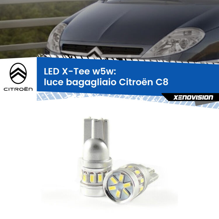 <strong>LED luce bagagliaio per Citroën C8</strong>  2002 - 2010. Lampade <strong>W5W</strong> modello X-Tee Xenovision top di gamma.