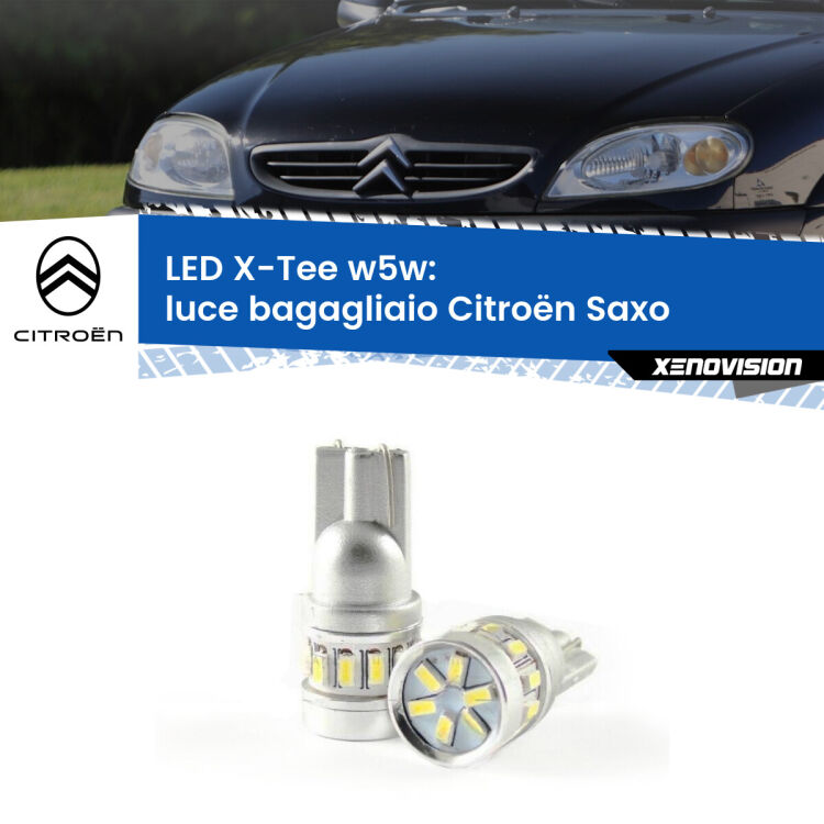 <strong>LED luce bagagliaio per Citroën Saxo</strong>  1996 - 2004. Lampade <strong>W5W</strong> modello X-Tee Xenovision top di gamma.