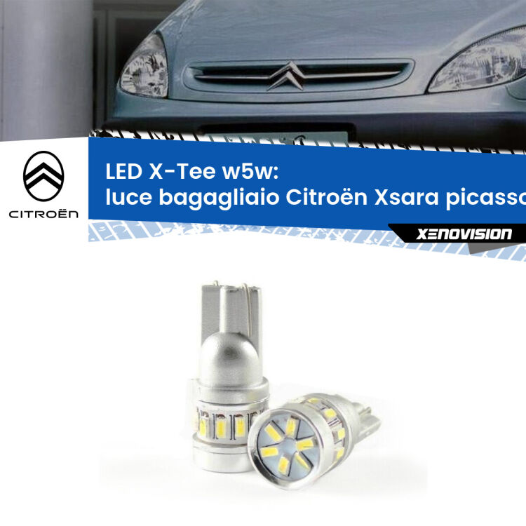 <strong>LED luce bagagliaio per Citroën Xsara picasso</strong>  1999 - 2012. Lampade <strong>W5W</strong> modello X-Tee Xenovision top di gamma.