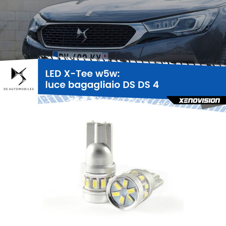 <strong>LED luce bagagliaio per DS DS 4</strong>  2015 in poi. Lampade <strong>W5W</strong> modello X-Tee Xenovision top di gamma.