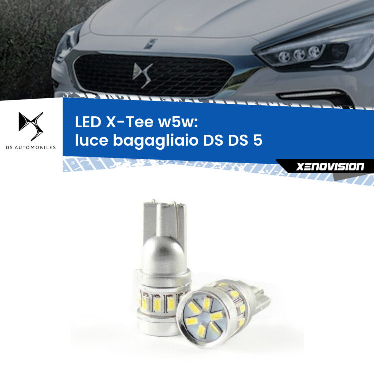 <strong>LED luce bagagliaio per DS DS 5</strong>  2015 in poi. Lampade <strong>W5W</strong> modello X-Tee Xenovision top di gamma.