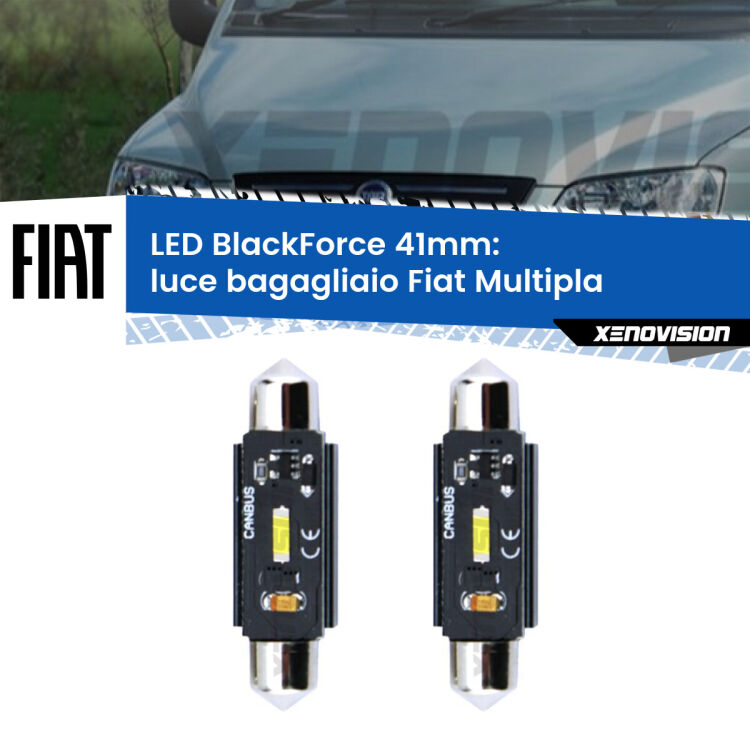 <strong>Luce Bagagliaio LED per Fiat Multipla</strong>  1999 - 2010. Coppia lampade <strong>C5W</strong> 41mm modello BlackForce canbus.